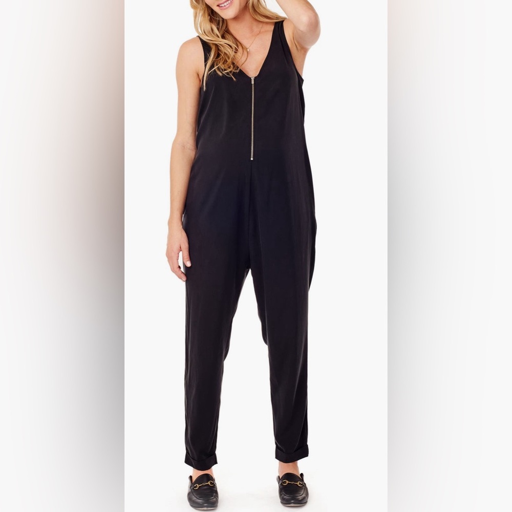 Ingrid & Isabel Black Sleeveless Zip-Front Jumpsuit